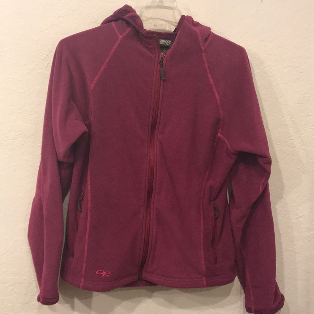 OUTDOOR RESEARCH fleece hoodie fuchsia zip coat M